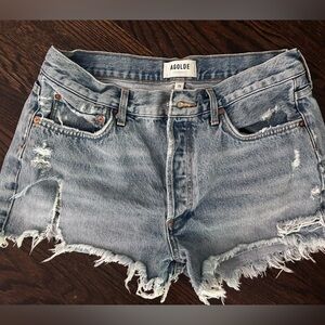 Agolde Parker frayed denim shorts